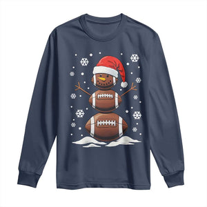 Christmas Football Long Sleeve Shirt Rugby Snowman Xmas Festive Holiday Sports TS02 Navy Print Your Wear