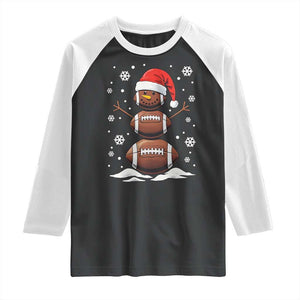 Christmas Football Raglan Shirt Rugby Snowman Xmas Festive Holiday Sports TS02 Black White Print Your Wear