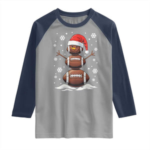 Christmas Football Raglan Shirt Rugby Snowman Xmas Festive Holiday Sports TS02 Sport Gray Navy Print Your Wear