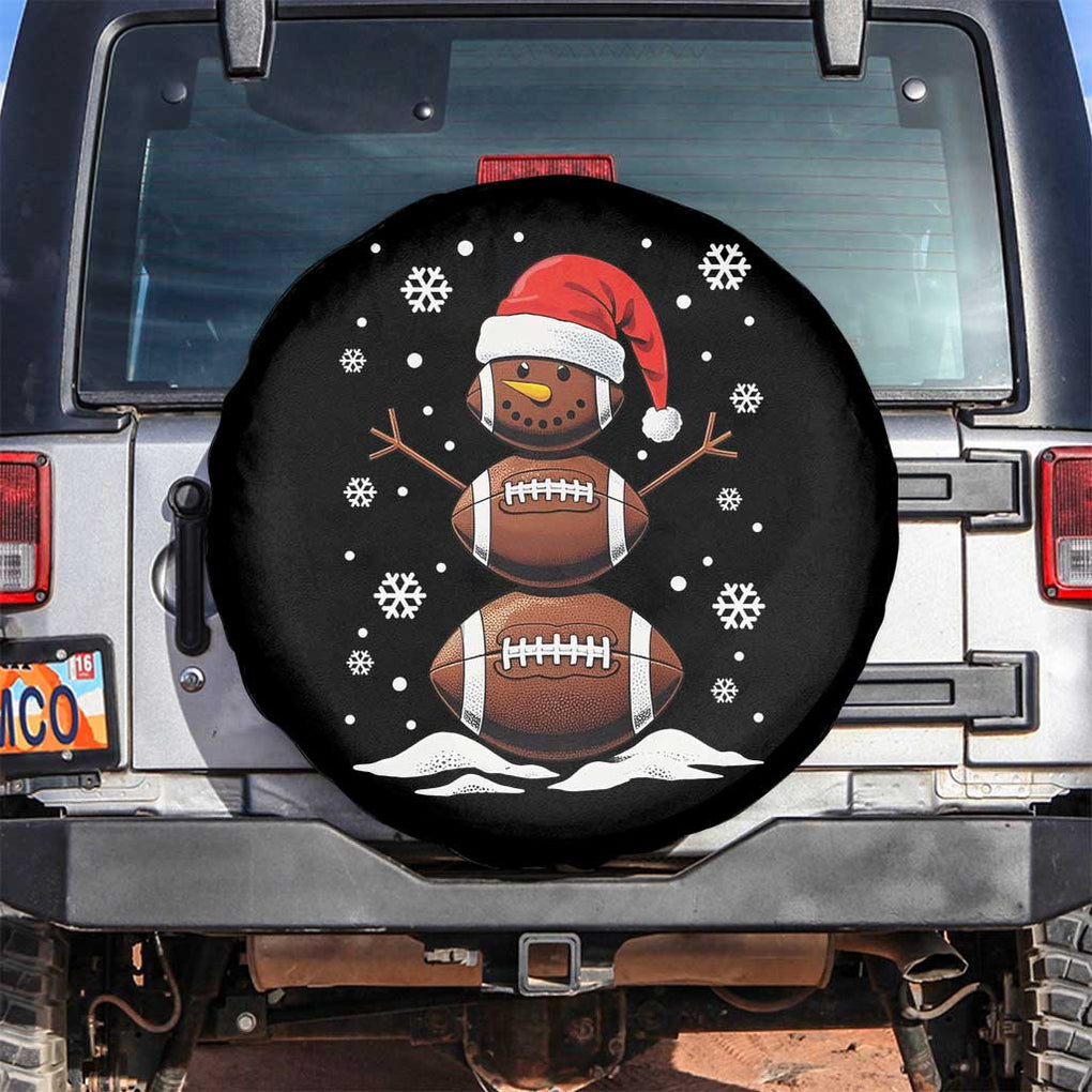 Christmas Football Spare Tire Cover Rugby Snowman Xmas Festive Holiday Sports TS02 No hole Black Print Your Wear