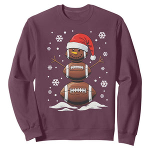 Christmas Football Sweatshirt Rugby Snowman Xmas Festive Holiday Sports TS02 Maroon Print Your Wear