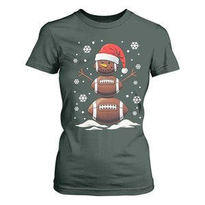 Christmas Football T Shirt For Women Rugby Snowman Xmas Festive Holiday Sports TS02 Dark Forest Green Print Your Wear