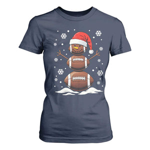 Christmas Football T Shirt For Women Rugby Snowman Xmas Festive Holiday Sports TS02 Navy Print Your Wear