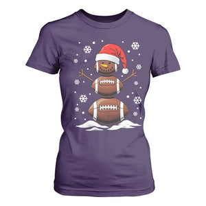 Christmas Football T Shirt For Women Rugby Snowman Xmas Festive Holiday Sports TS02 Purple Print Your Wear