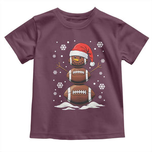 Christmas Football Toddler T Shirt Rugby Snowman Xmas Festive Holiday Sports TS02 Maroon Print Your Wear