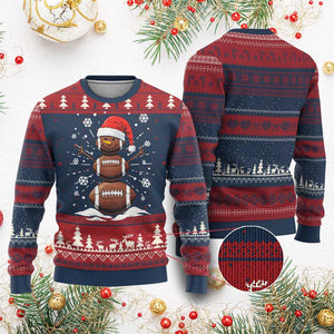 Xmas Football Ugly Christmas Sweater Rugby Snowman Xmas Festive Holiday Sports TS02 Burgundy Print Your Wear