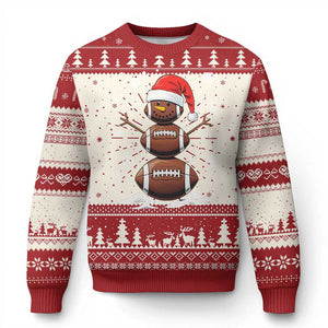 Xmas Football Ugly Christmas Sweater Rugby Snowman Xmas Festive Holiday Sports TS02 Red Print Your Wear