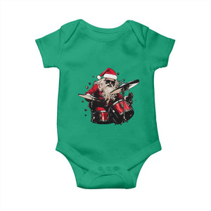 Funny Rock'n Roll Santa Claus Baby Onesie Cool Drummer Festive Christmas TS02 Irish Green Print Your Wear