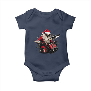 Funny Rock'n Roll Santa Claus Baby Onesie Cool Drummer Festive Christmas TS02 Navy Print Your Wear