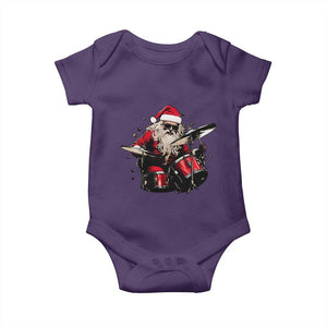 Funny Rock'n Roll Santa Claus Baby Onesie Cool Drummer Festive Christmas TS02 Purple Print Your Wear