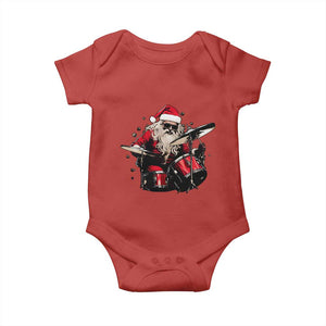 Funny Rock'n Roll Santa Claus Baby Onesie Cool Drummer Festive Christmas TS02 Red Print Your Wear