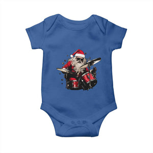 Funny Rock'n Roll Santa Claus Baby Onesie Cool Drummer Festive Christmas TS02 Royal Blue Print Your Wear