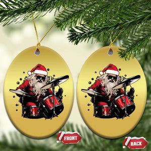 Funny Rock'n Roll Santa Claus Christmas Ornament Cool Drummer Festive Christmas TS02 Oval Gold Print Your Wear