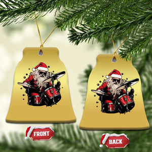 Funny Rock'n Roll Santa Claus Christmas Ornament Cool Drummer Festive Christmas TS02 Bell Flake Gold Print Your Wear