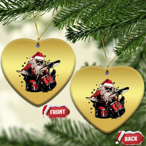 Funny Rock'n Roll Santa Claus Christmas Ornament Cool Drummer Festive Christmas TS02 Heart Gold Print Your Wear