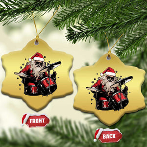 Funny Rock'n Roll Santa Claus Christmas Ornament Cool Drummer Festive Christmas TS02 Snow Flake Gold Print Your Wear