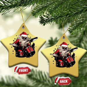 Funny Rock'n Roll Santa Claus Christmas Ornament Cool Drummer Festive Christmas TS02 Star Gold Print Your Wear