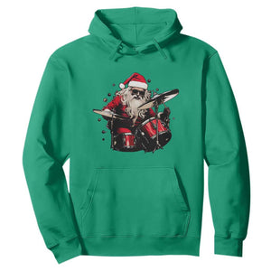 Funny Rock'n Roll Santa Claus Hoodie Cool Drummer Festive Christmas TS02 Irish Green Print Your Wear