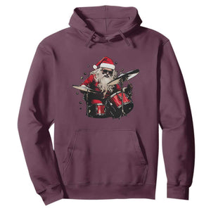 Funny Rock'n Roll Santa Claus Hoodie Cool Drummer Festive Christmas TS02 Maroon Print Your Wear