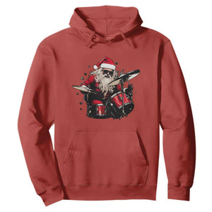 Funny Rock'n Roll Santa Claus Hoodie Cool Drummer Festive Christmas TS02 Red Print Your Wear