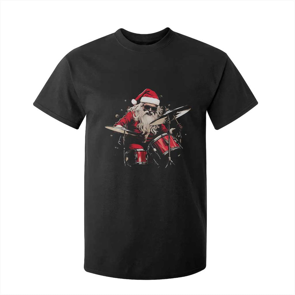 Funny Rock'n Roll Santa Claus T Shirt For Kid Cool Drummer Festive Christmas TS02 Black Print Your Wear