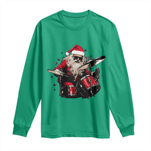 Funny Rock'n Roll Santa Claus Long Sleeve Shirt Cool Drummer Festive Christmas TS02 Irish Green Print Your Wear