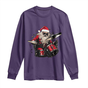 Funny Rock'n Roll Santa Claus Long Sleeve Shirt Cool Drummer Festive Christmas TS02 Purple Print Your Wear