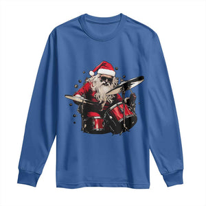 Funny Rock'n Roll Santa Claus Long Sleeve Shirt Cool Drummer Festive Christmas TS02 Royal Blue Print Your Wear