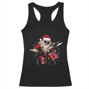 Funny Rock'n Roll Santa Claus Racerback Tank Top Cool Drummer Festive Christmas TS02 Black Print Your Wear