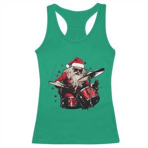 Funny Rock'n Roll Santa Claus Racerback Tank Top Cool Drummer Festive Christmas TS02 Irish Green Print Your Wear