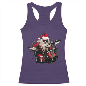 Funny Rock'n Roll Santa Claus Racerback Tank Top Cool Drummer Festive Christmas TS02 Purple Print Your Wear