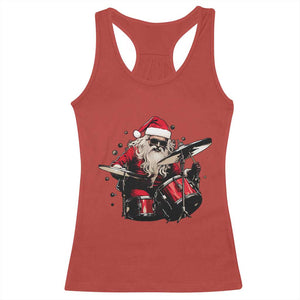 Funny Rock'n Roll Santa Claus Racerback Tank Top Cool Drummer Festive Christmas TS02 Red Print Your Wear