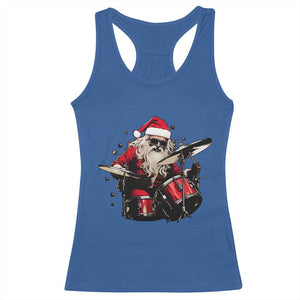 Funny Rock'n Roll Santa Claus Racerback Tank Top Cool Drummer Festive Christmas TS02 Royal Blue Print Your Wear