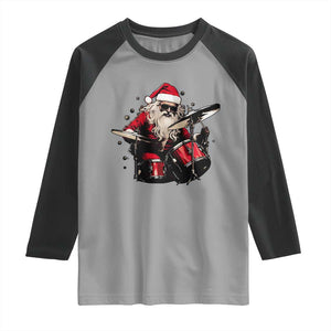 Funny Rock'n Roll Santa Claus Raglan Shirt Cool Drummer Festive Christmas TS02 Sport Gray Black Print Your Wear