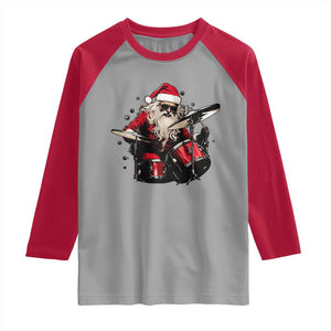 Funny Rock'n Roll Santa Claus Raglan Shirt Cool Drummer Festive Christmas TS02 Sport Gray Red Print Your Wear