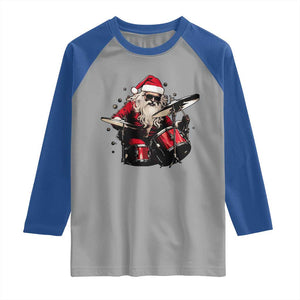 Funny Rock'n Roll Santa Claus Raglan Shirt Cool Drummer Festive Christmas TS02 Sport Gray Royal Print Your Wear