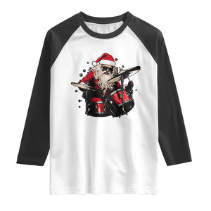 Funny Rock'n Roll Santa Claus Raglan Shirt Cool Drummer Festive Christmas TS02 White Black Print Your Wear