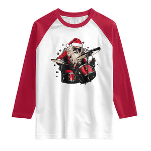 Funny Rock'n Roll Santa Claus Raglan Shirt Cool Drummer Festive Christmas TS02 White Red Print Your Wear