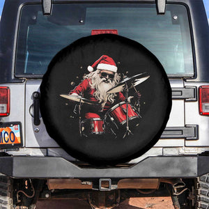 Funny Rock'n Roll Santa Claus Spare Tire Cover Cool Drummer Festive Christmas TS02 No hole Black Print Your Wear