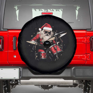 Funny Rock'n Roll Santa Claus Spare Tire Cover Cool Drummer Festive Christmas TS02 Black Print Your Wear