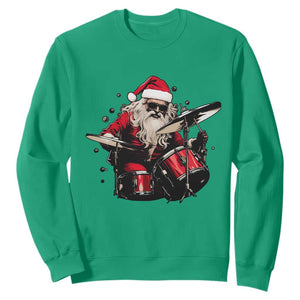 Funny Rock'n Roll Santa Claus Sweatshirt Cool Drummer Festive Christmas TS02 Irish Green Print Your Wear