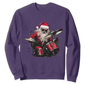 Funny Rock'n Roll Santa Claus Sweatshirt Cool Drummer Festive Christmas TS02 Purple Print Your Wear