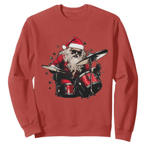 Funny Rock'n Roll Santa Claus Sweatshirt Cool Drummer Festive Christmas TS02 Red Print Your Wear