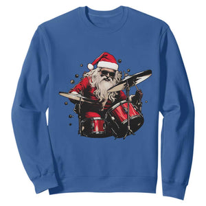 Funny Rock'n Roll Santa Claus Sweatshirt Cool Drummer Festive Christmas TS02 Royal Blue Print Your Wear