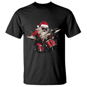 Funny Rock'n Roll Santa Claus T Shirt Cool Drummer Festive Christmas TS02 Black Print Your Wear