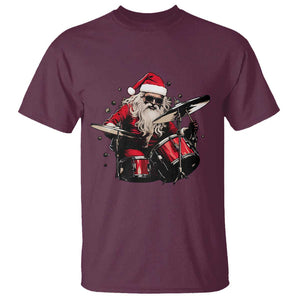 Funny Rock'n Roll Santa Claus T Shirt Cool Drummer Festive Christmas TS02 Maroon Print Your Wear