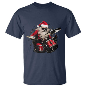 Funny Rock'n Roll Santa Claus T Shirt Cool Drummer Festive Christmas TS02 Navy Print Your Wear