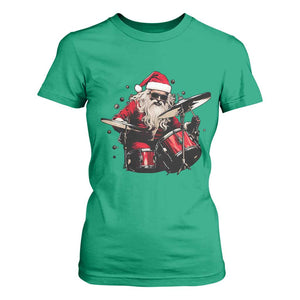 Funny Rock'n Roll Santa Claus T Shirt For Women Cool Drummer Festive Christmas TS02 Irish Green Print Your Wear