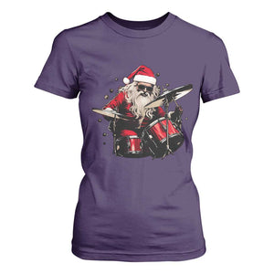 Funny Rock'n Roll Santa Claus T Shirt For Women Cool Drummer Festive Christmas TS02 Purple Print Your Wear