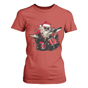 Funny Rock'n Roll Santa Claus T Shirt For Women Cool Drummer Festive Christmas TS02 Red Print Your Wear